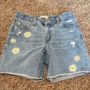 Levi's Blue Jean Shorts with Daisy Embroidery